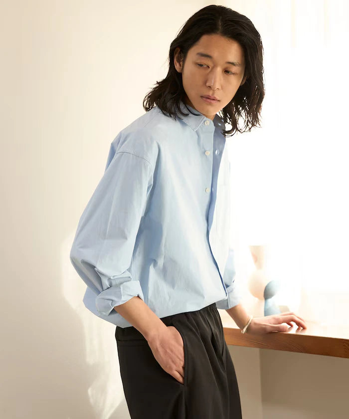 Nuance Color Oversized Regular Collar Long Sleeve Shirt