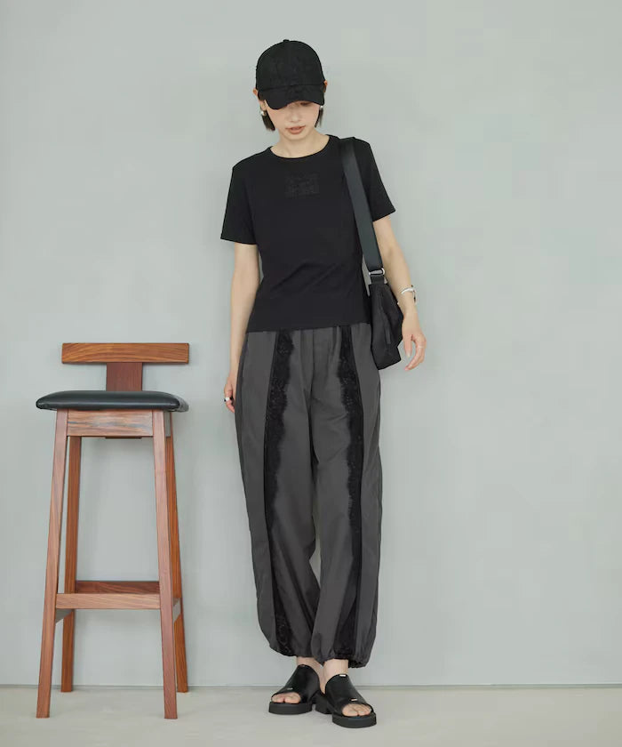 Nylon Lace Easy Wide Pants