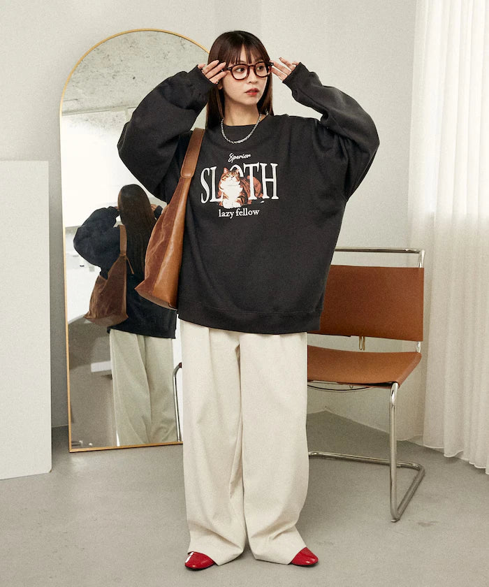 SLOTH Cat Fleece Lined Sweatshirt Limited Edition