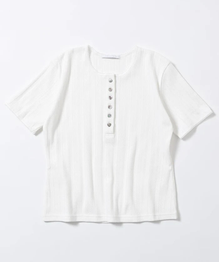 Henry Neck Knitted Lace T-Shirt