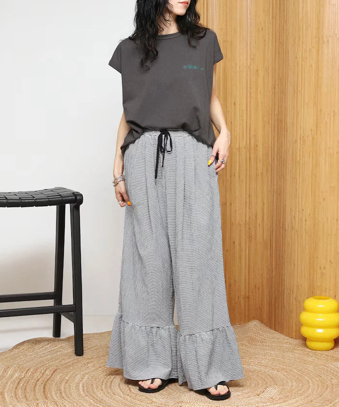 Wide Silhouette Tiered Check Easy Pants [Limited Edition]