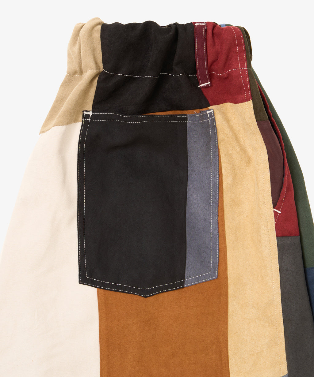 circular shorts faux suede three