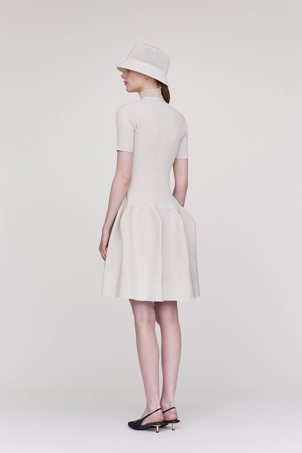POTTERY GLITTER STAND-UP COLLAR SHORT SLEEVE MINI DRESS
