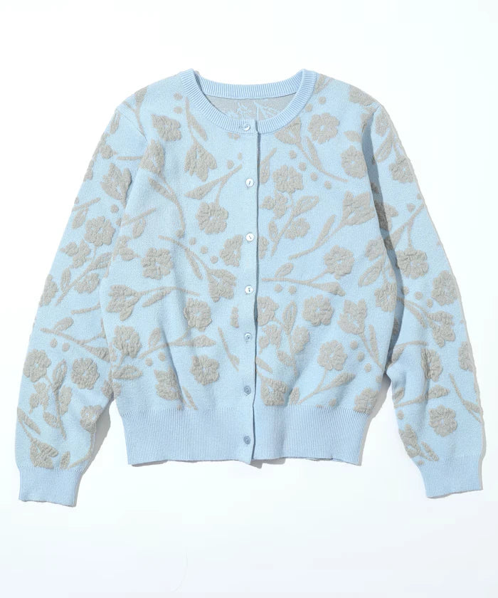 Flower Jacquard Knit Cardigan