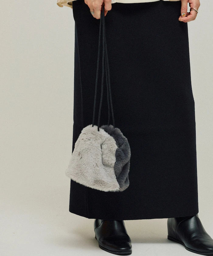 Fake Fur Mini Drawstring Bag