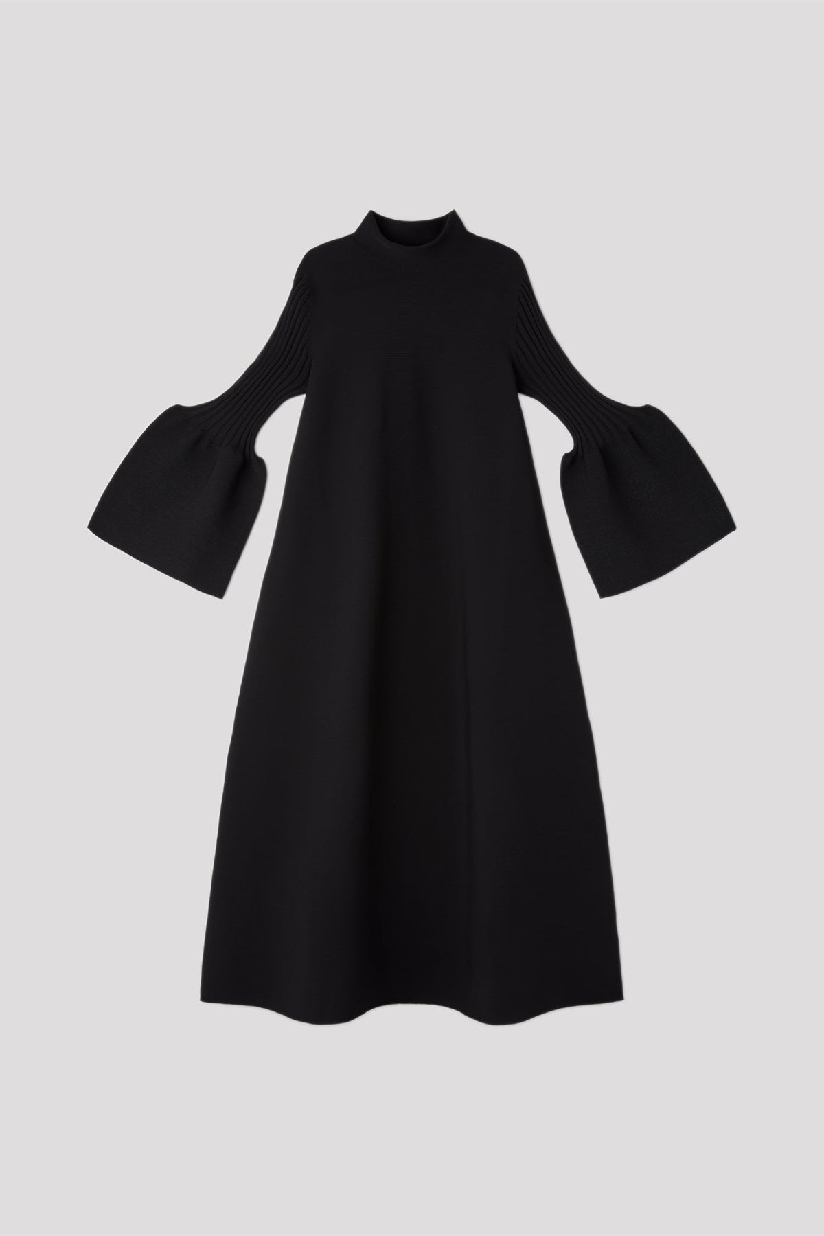 POTTERY GLITTER MOCKNECK LONG BELL SLEEVE FLARE DRESS