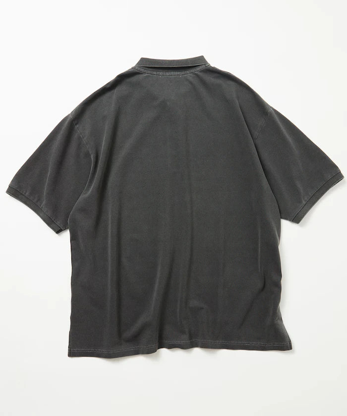 Big Silhouette Vintage Process One Point Embroidery Short Sleeve Polo Shirt