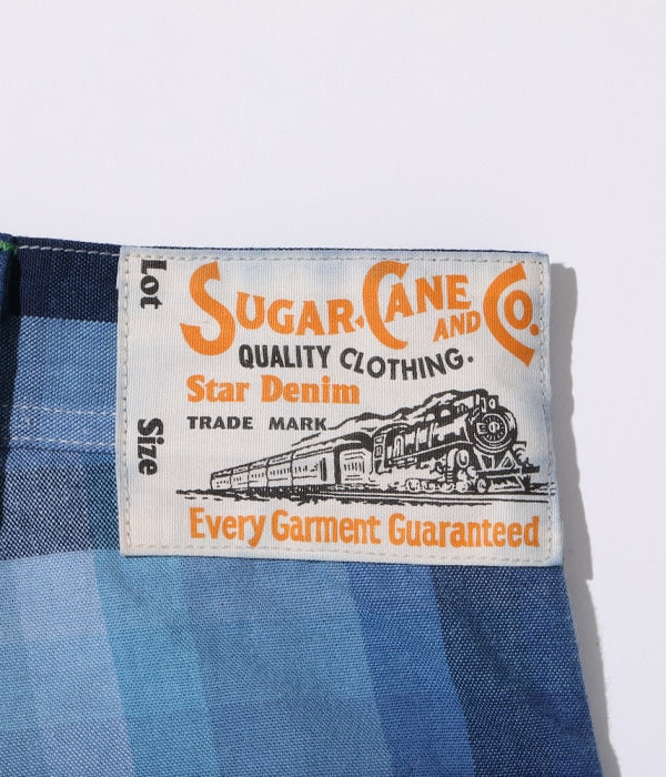 10oz. INDIGO GRADATION CHECK WORK PANTS