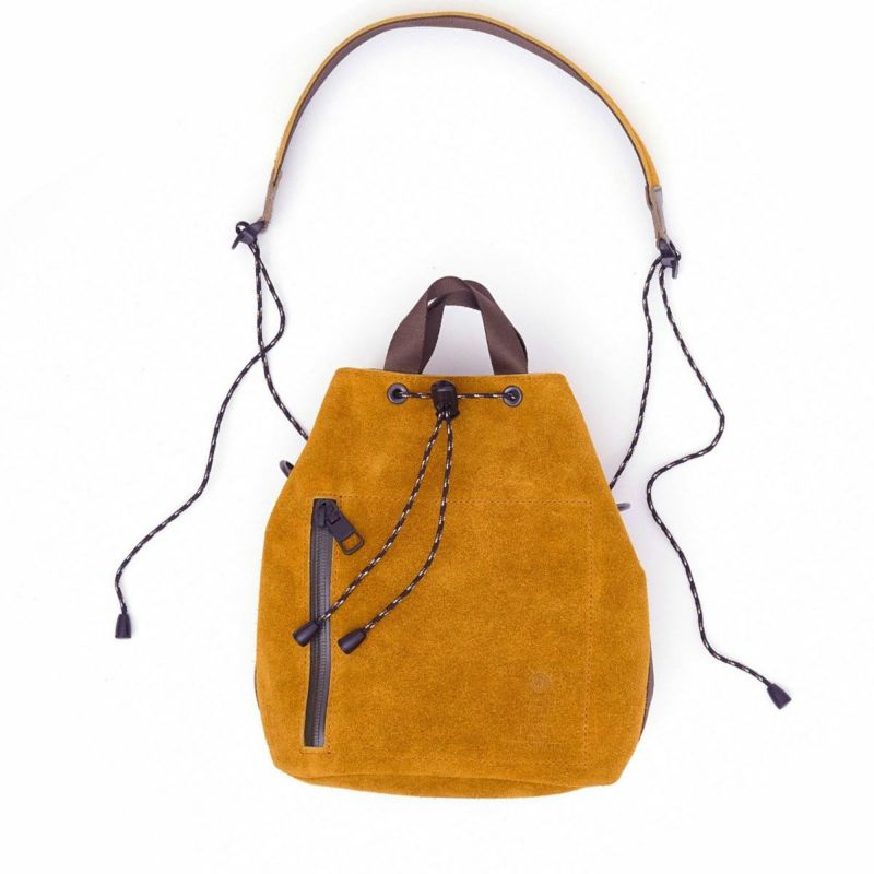 WATER PROOF SUEDE DRAWSTRING BAG/ORANGE