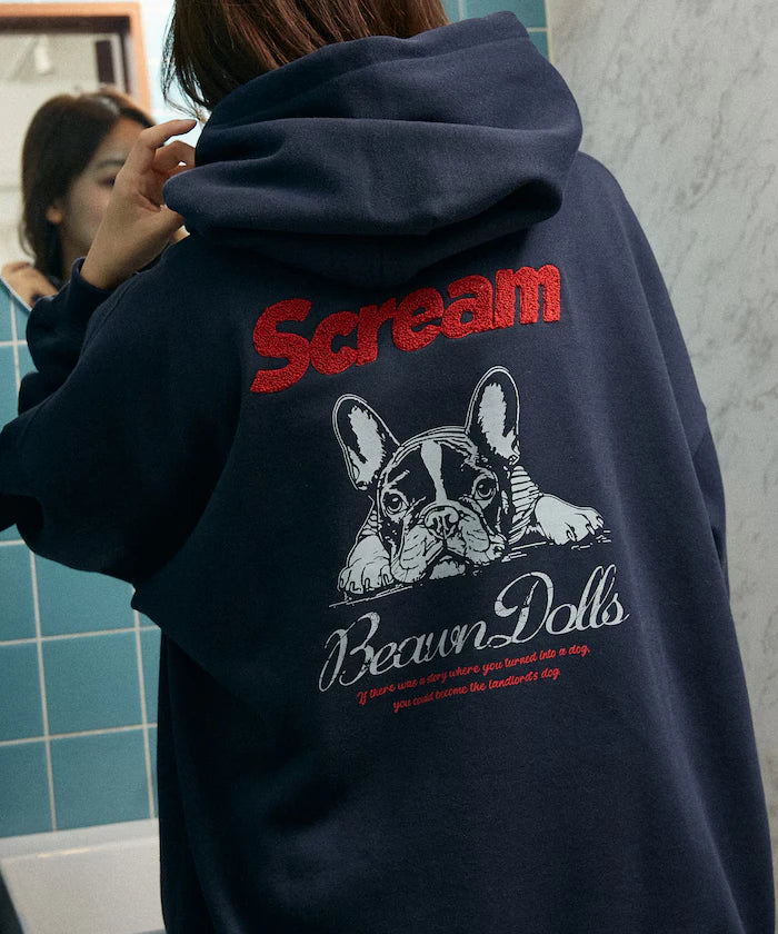 Sagara Embroidery French Bulldog Fleece-Lined Hoodie Limited Edition