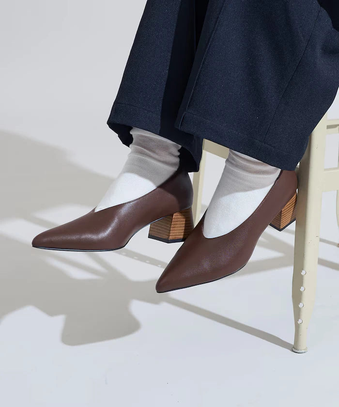 Leather Wedge Sole Pumps