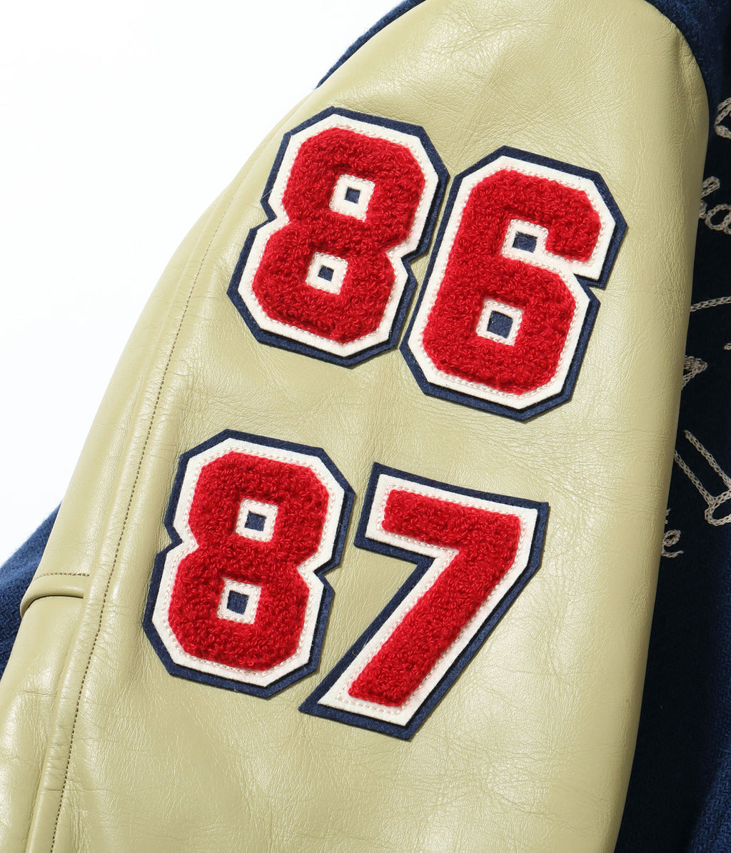 30oz. WOOL MELTON AWARD JACKET “BULLDOGS” (NAVY)
