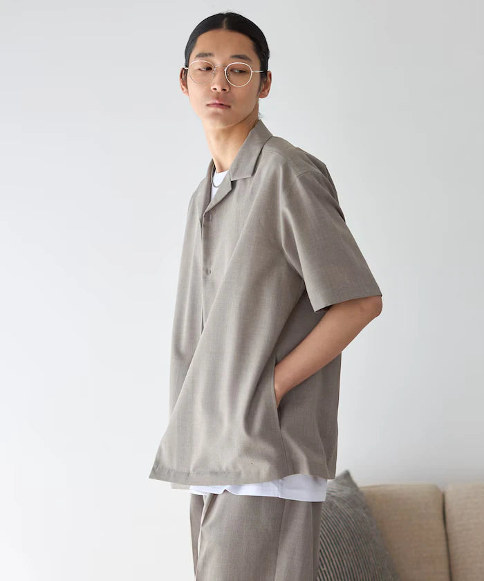 Functional Material Open Collar Short Sleeve Shirt Set 3 Piece Set / Washable / UV Cut / Quick Dry / Cooling Touch