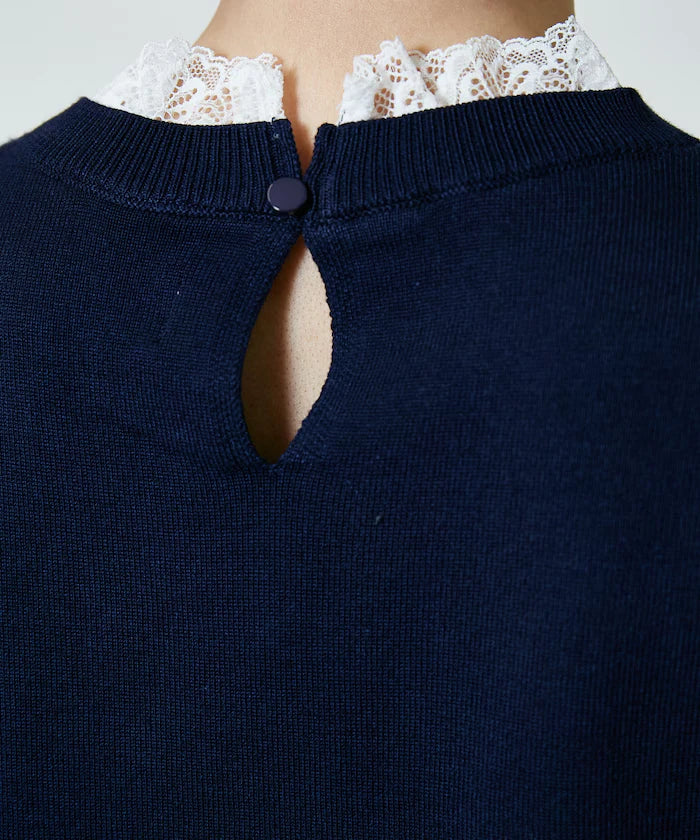 Lace Docking Short Sleeve Knit Top Limited Edition