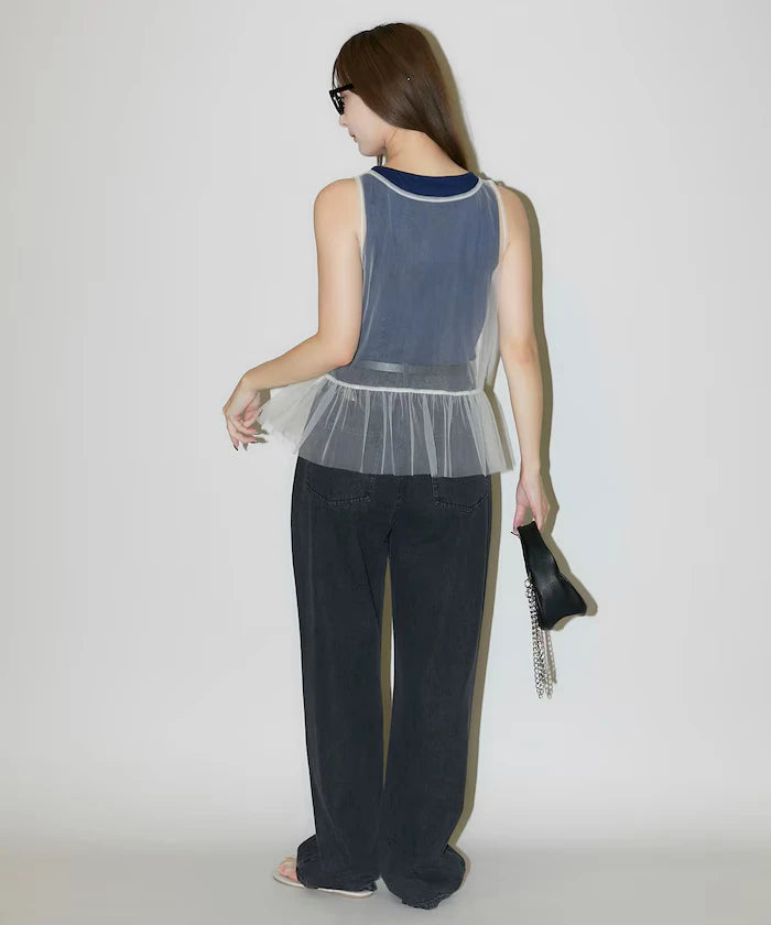 <Set Item> Tulle Layered Tank Top Limited Edition