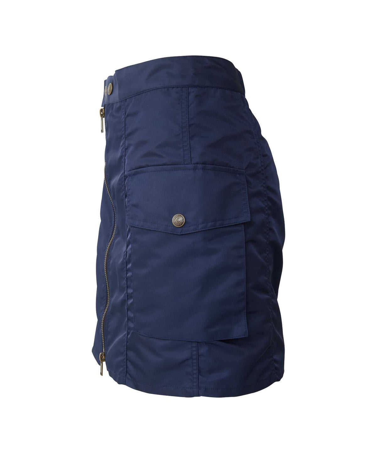 Front Zip Nylon Mini Skirt
