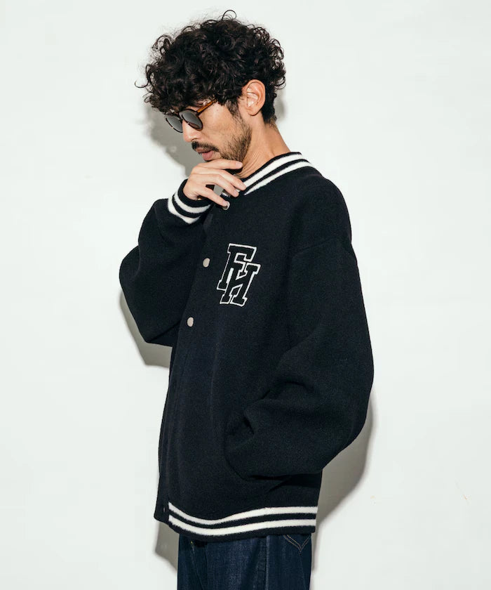 Relaxed Fit Logo Knit Varsity Jacket