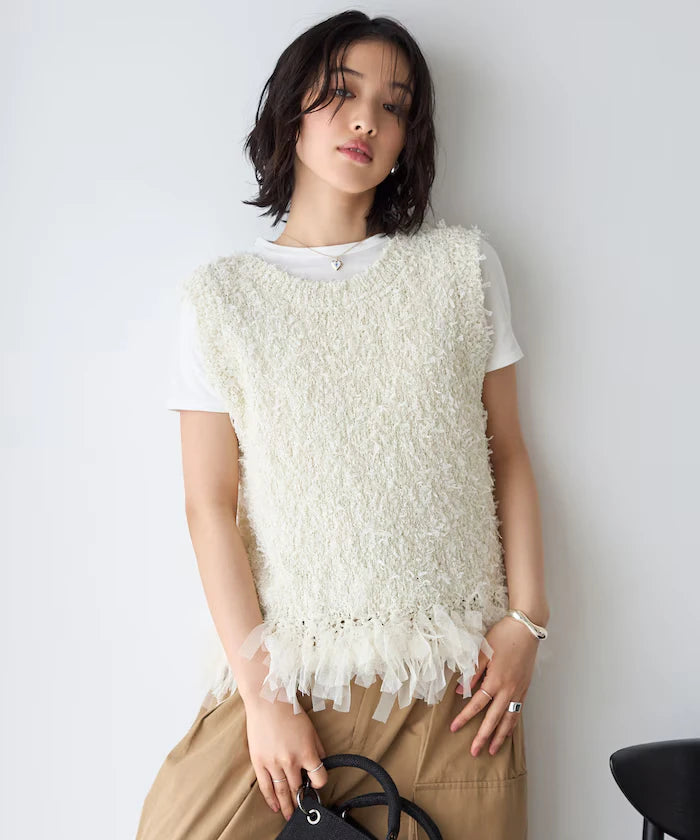 2WAY Fringe Hem Knit Vest