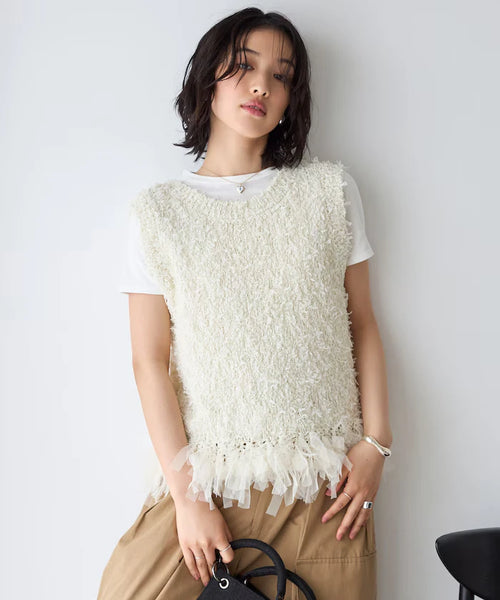 2WAY Fringe Hem Knit Vest