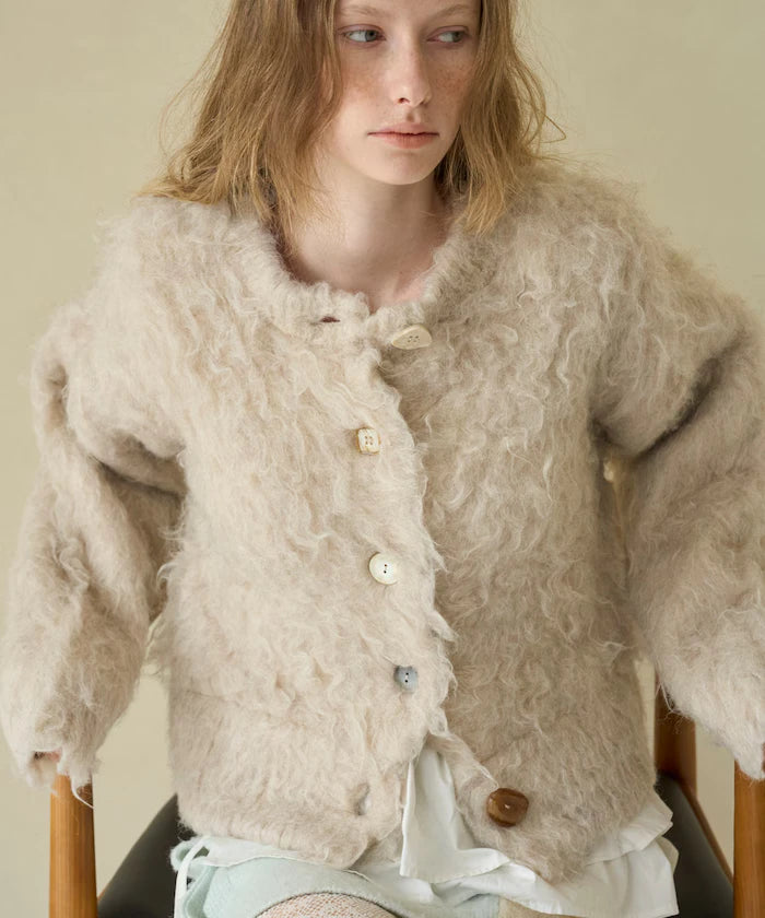 Variation Button Shaggy Knit Cardigan