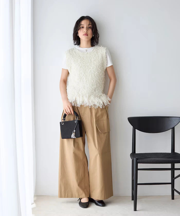 2WAY Fringe Hem Knit Vest
