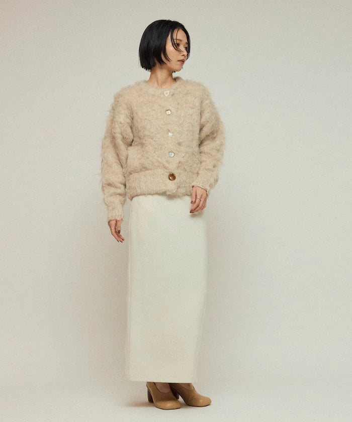 Variation Button Shaggy Knit Cardigan