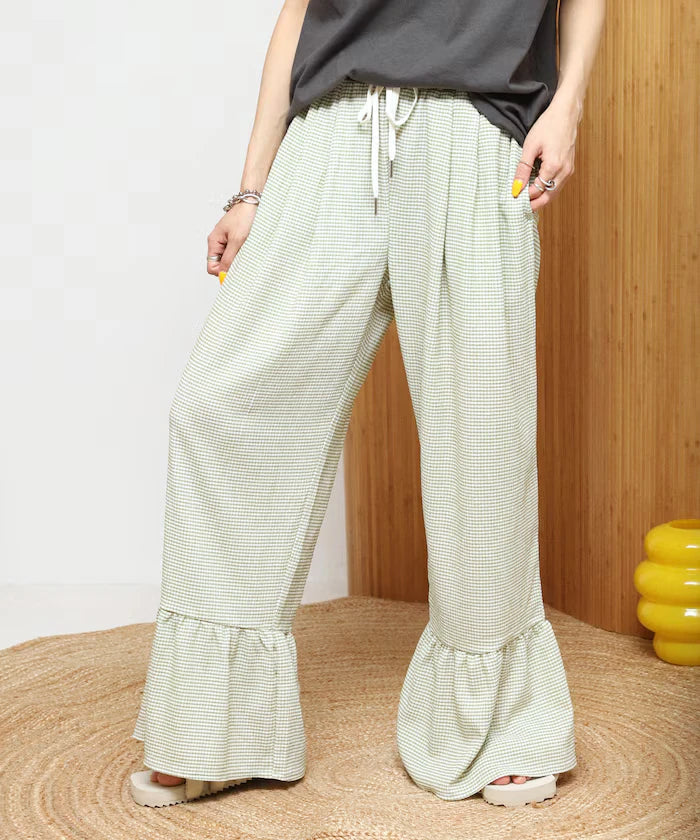 Wide Silhouette Tiered Check Easy Pants [Limited Edition]