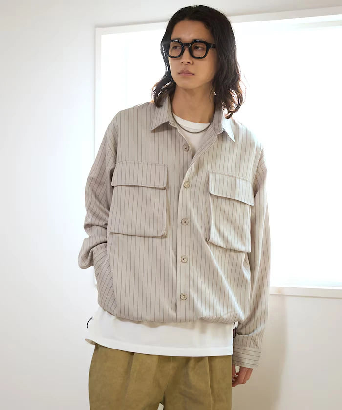 Stripe Shirt Blouson / Setup Compatible / Layer / Relaxed Fit