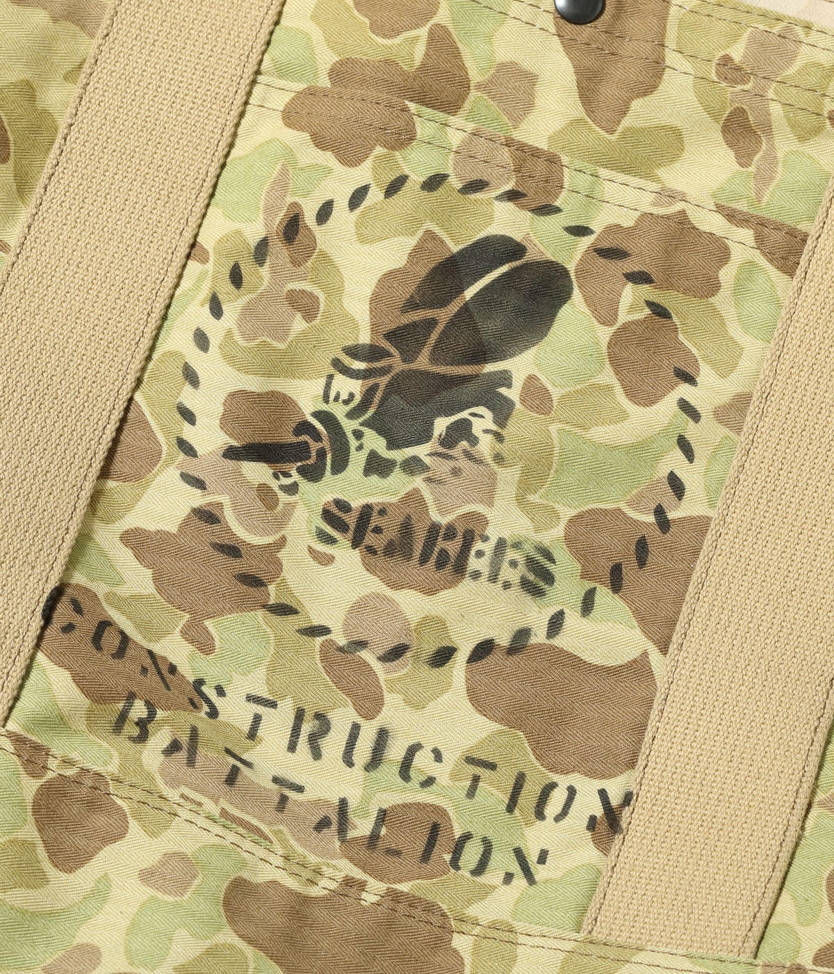 HERRINGBONE TWILL, CAMOUFLAGE REVERSIBLE BAG SEABEES STENCIL