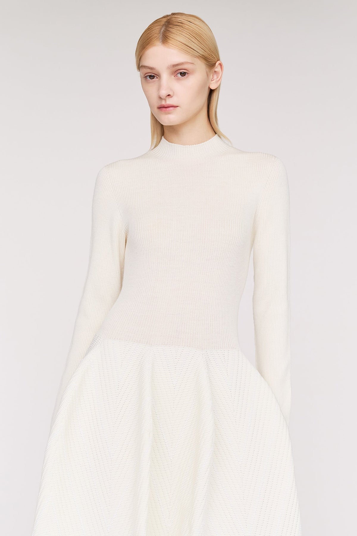 POTTERY HERRINGBONE LONG SLEEVE DRESS