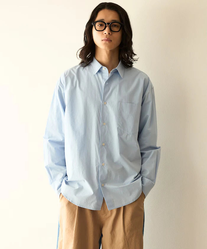 Nuance Color Oversized Regular Collar Long Sleeve Shirt