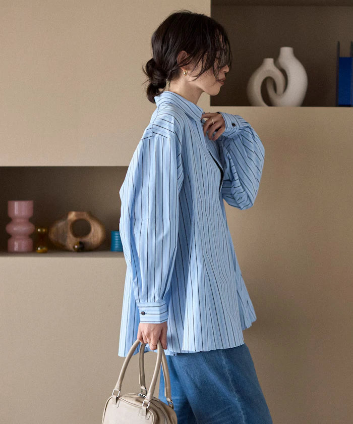 Flare Silhouette Skipper Balloon Sleeve Shirt