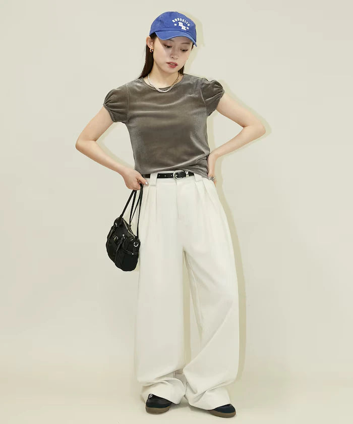 Puff Sleeve Sheer Flocky T-Shirt Limited Edition