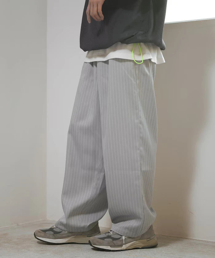 Spindle Stripe Easy Wide Pants / Compatible with Setup