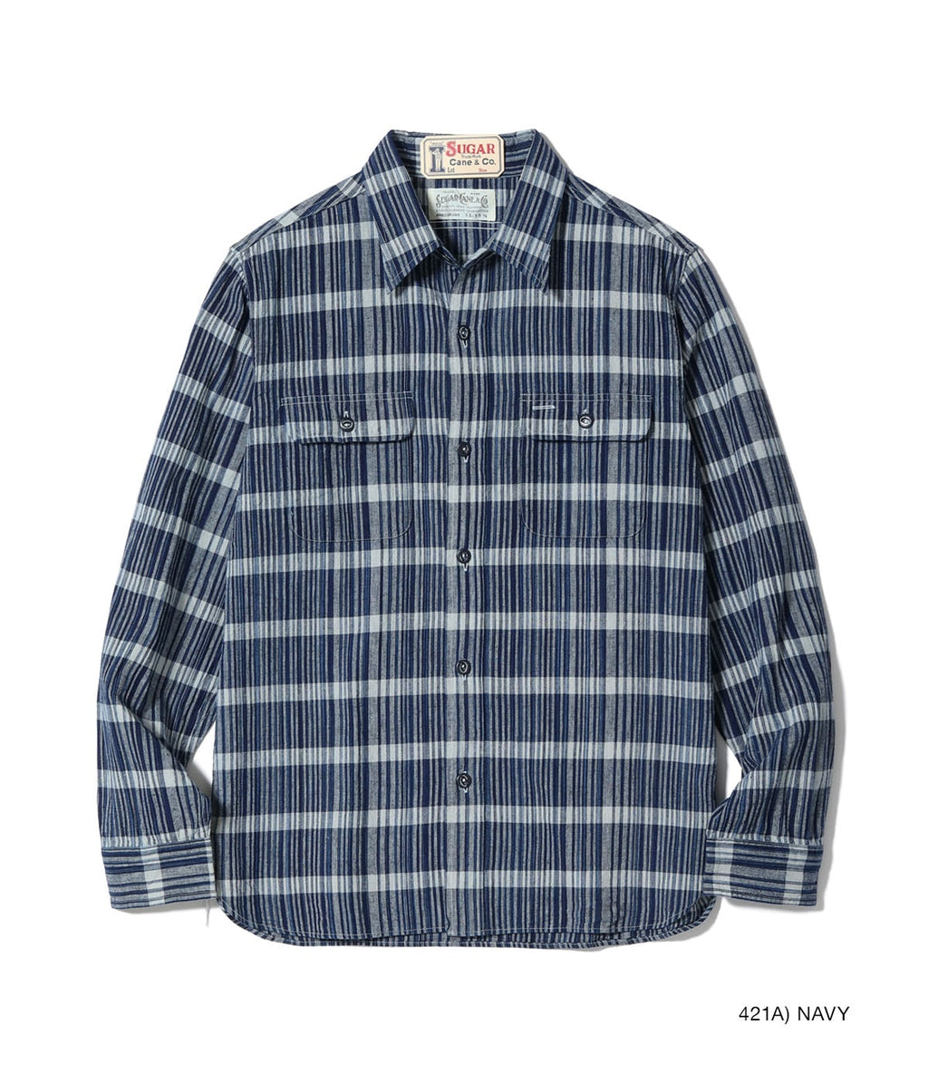 FICTION ROMANCE 5oz. INDIGO CHECK WORK SHIRT