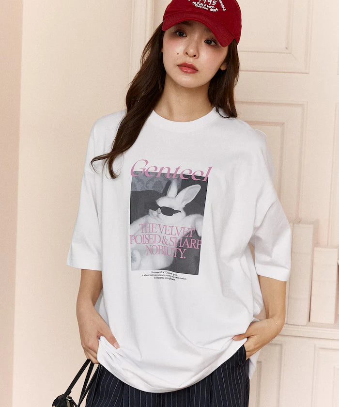 <Functional Material> Genteel Rabbit Print T-Shirt Limited Edition