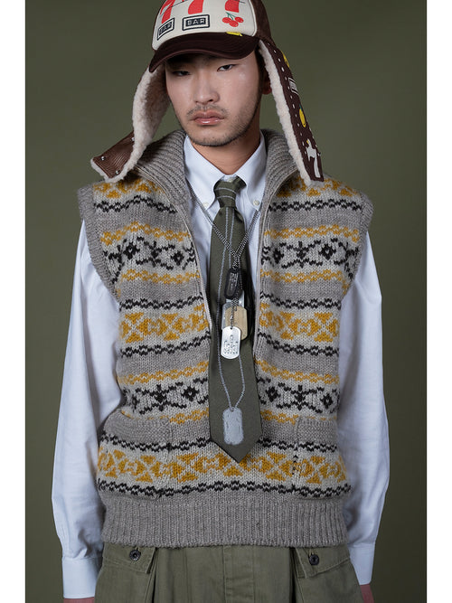 3G Wool Yellowknife Fair Isle Half-Zip Vest