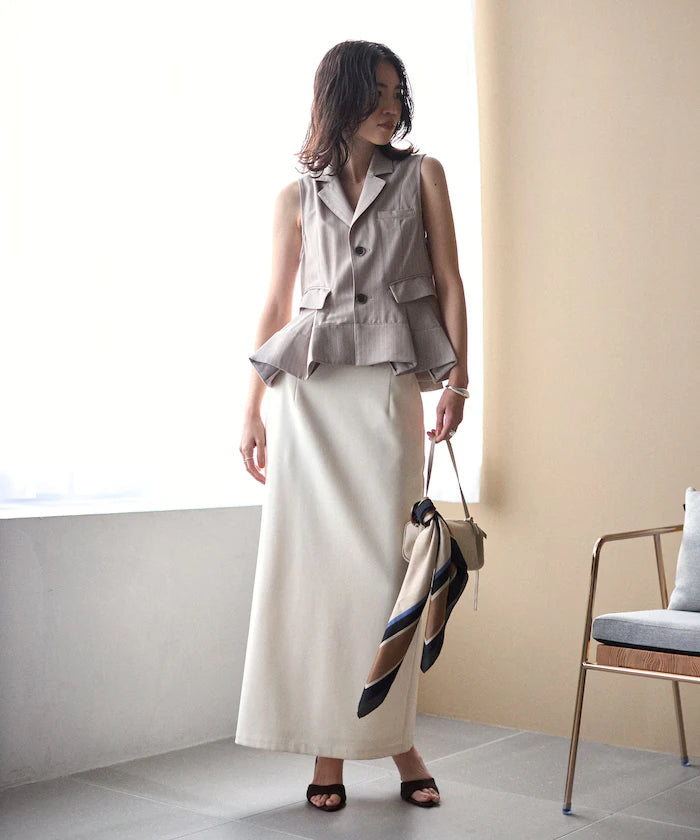 Pinstripe Flare Hem Short Vest