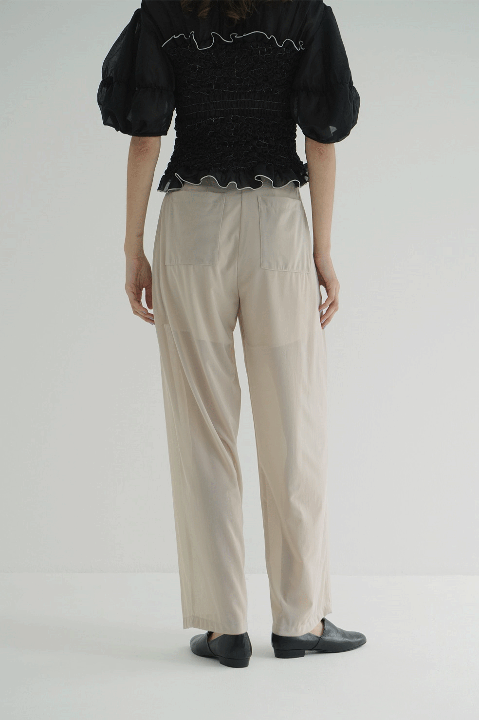 SHEER TUCK PANTS