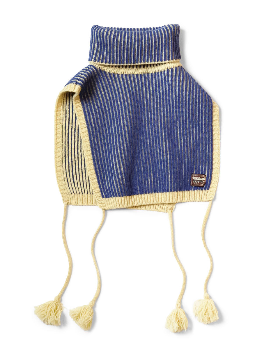 5G Wool High Neck Stripe Bib Poncho
