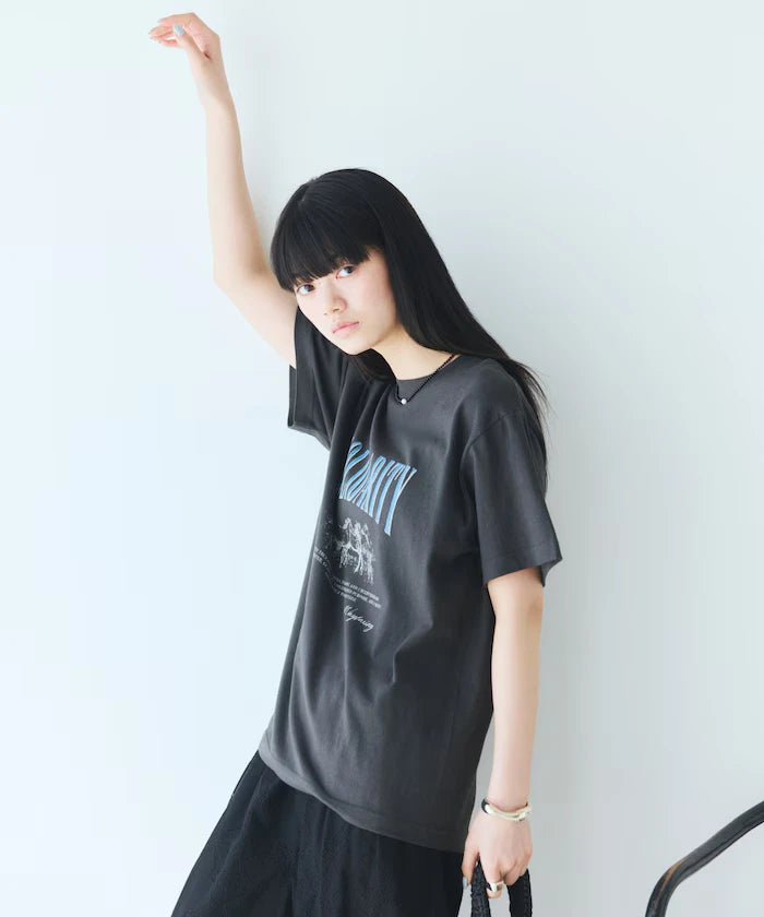 Comfortable Logo Horse Print Crew Neck T-Shirt