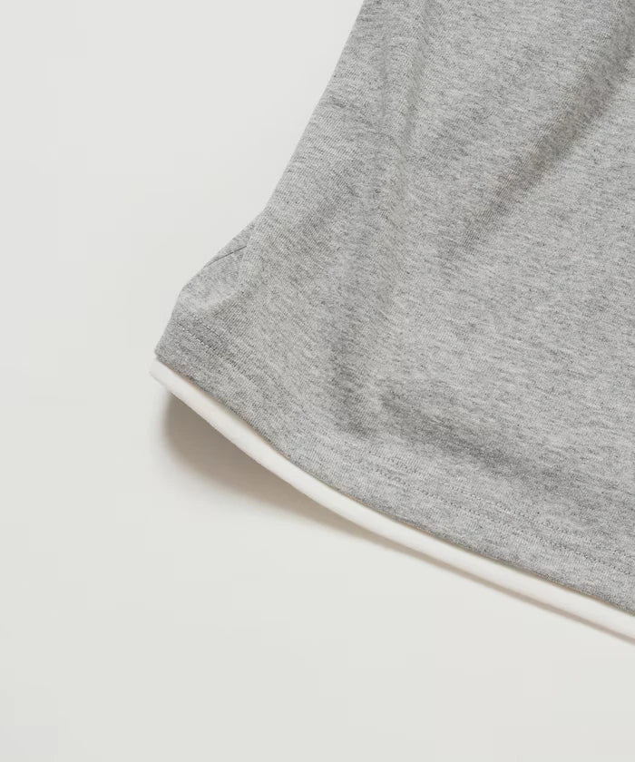 Fake Layered Henry Neck Cut-and-sew Short Sleeve T-shirt [Limited Edition]
