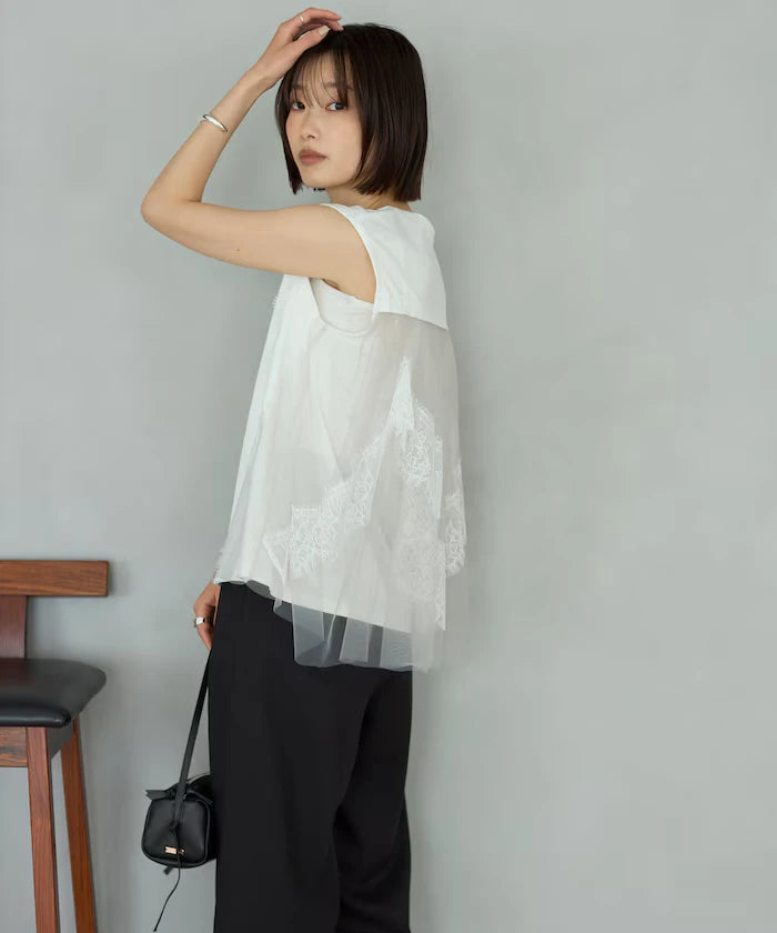 Organic Cotton Tulle Lace Docking Top
