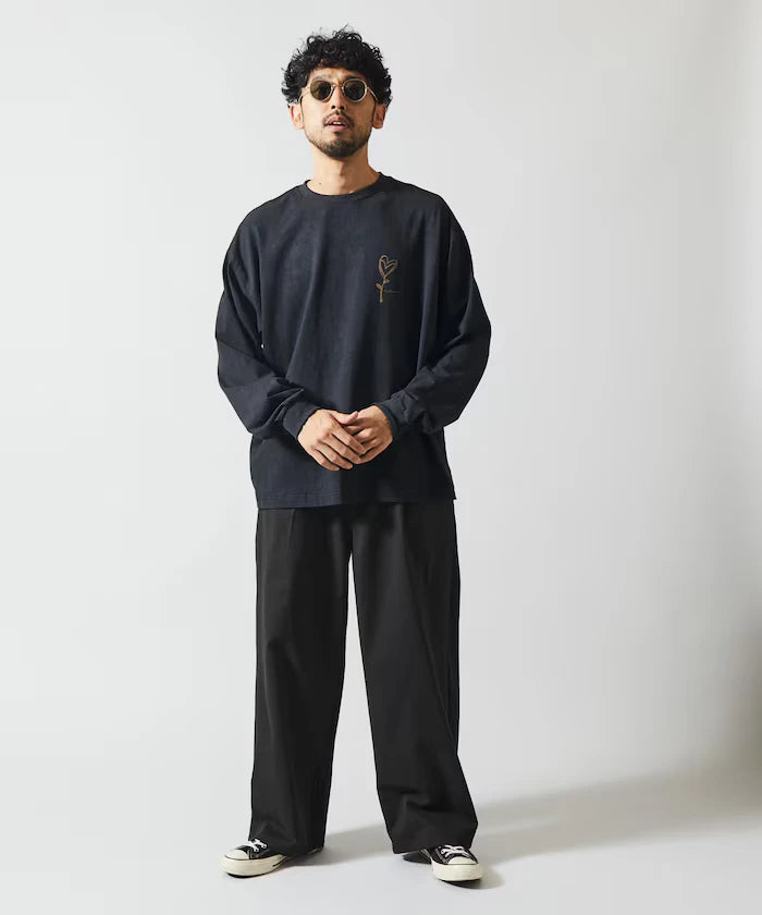 Chino Denim Docking Pants / Wide Straight Pants