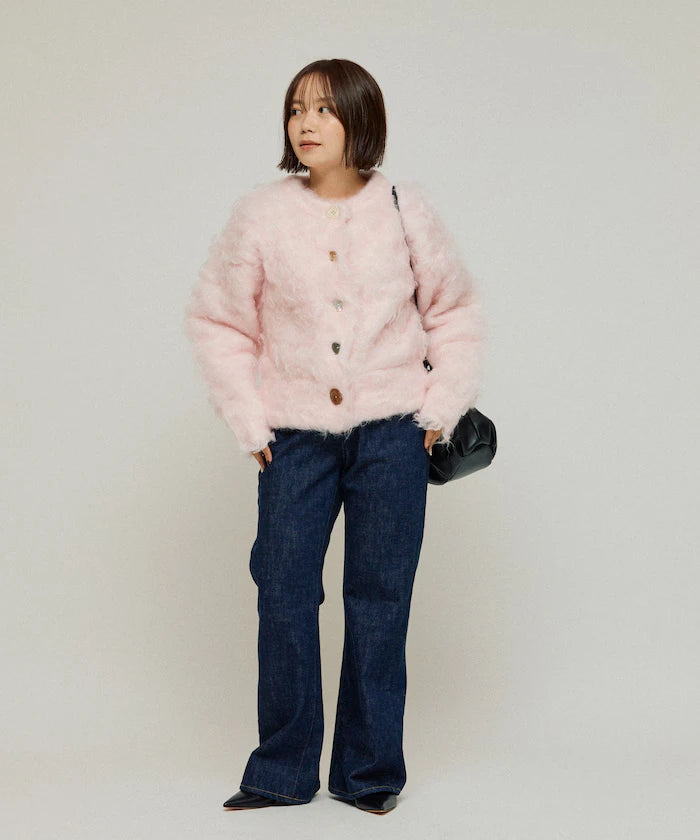 Variation Button Shaggy Knit Cardigan