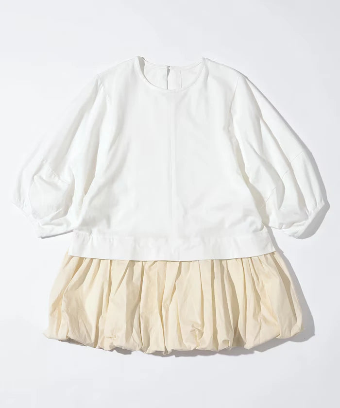 Organic Cotton Peplum Switch Top / 5-minute Sleeve T-Shirt