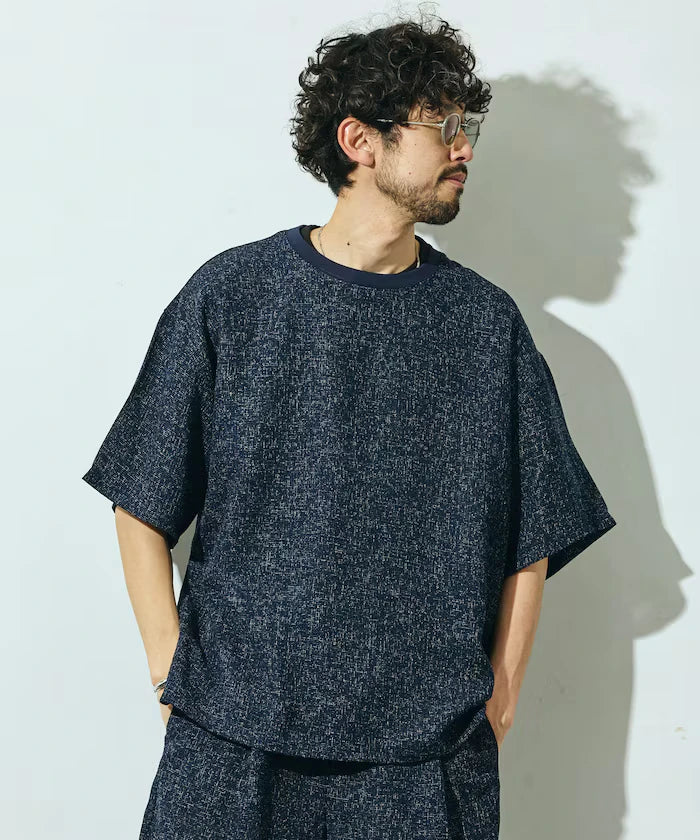 Dry Touch Summer Tweed Short Sleeve Crew Neck