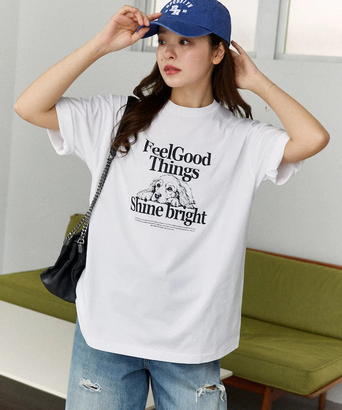 <Functional Material> Shime Bright Dog Print T-shirt Limited Edition