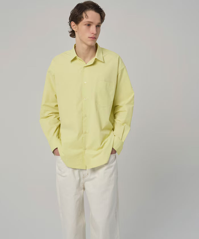 Nuance Color Oversized Regular Collar Long Sleeve Shirt