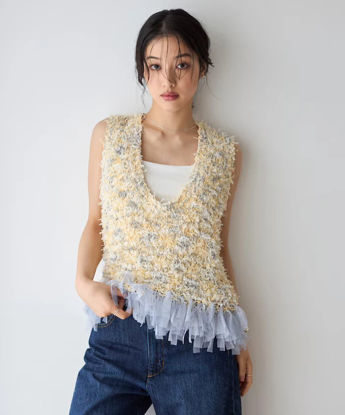 2WAY Fringe Hem Knit Vest